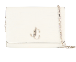 Varenne Croc-Embossed Clutch, Leather, White, MII, 2*